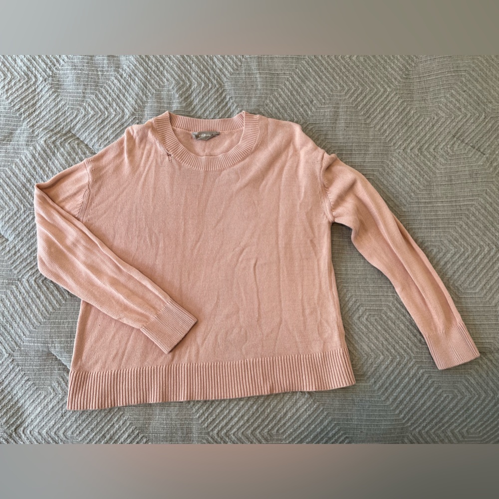 Pink Cotton Long Sleeve Crew Sweater